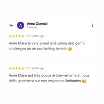 Anna Quental’s review in English and French praises the Personalized 90-Day Fertility Program and Anne Marie for being sweet, caring, and gently challenging limiting beliefs—especially helpful if you’re managing stress during egg freezing.