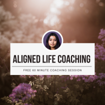 A promotional graphic for 90 Minutes to Get Unstuck features a woman's portrait above bold text reading 90 Minutes to Get Unstuck and Free 90 Minute Clarity Coaching Session, set against a background of purple flowers and soft sunlight.