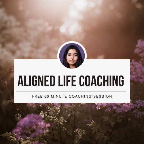 A promotional graphic for 90 Minutes to Get Unstuck features a woman's portrait above bold text reading 90 Minutes to Get Unstuck and Free 90 Minute Clarity Coaching Session, set against a background of purple flowers and soft sunlight.