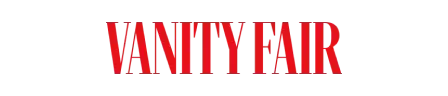 The image shows the VANITY FAIR logo in bold, uppercase, red letters on a transparent background, representing a plentiful source of online wellbeing and inspiration.