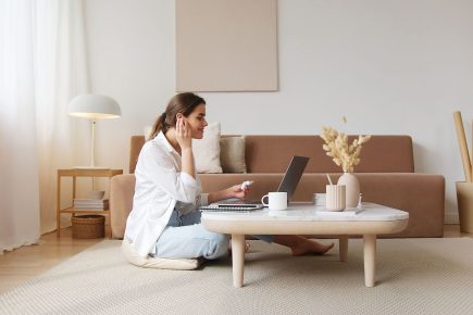 Woman receiving personalized meditation guidance during an online session