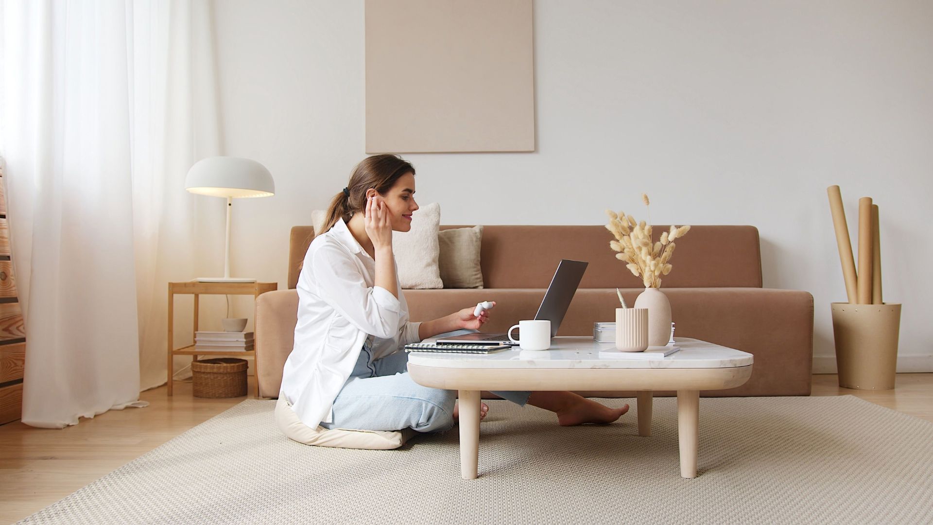 Woman receiving personalized meditation guidance during an online session